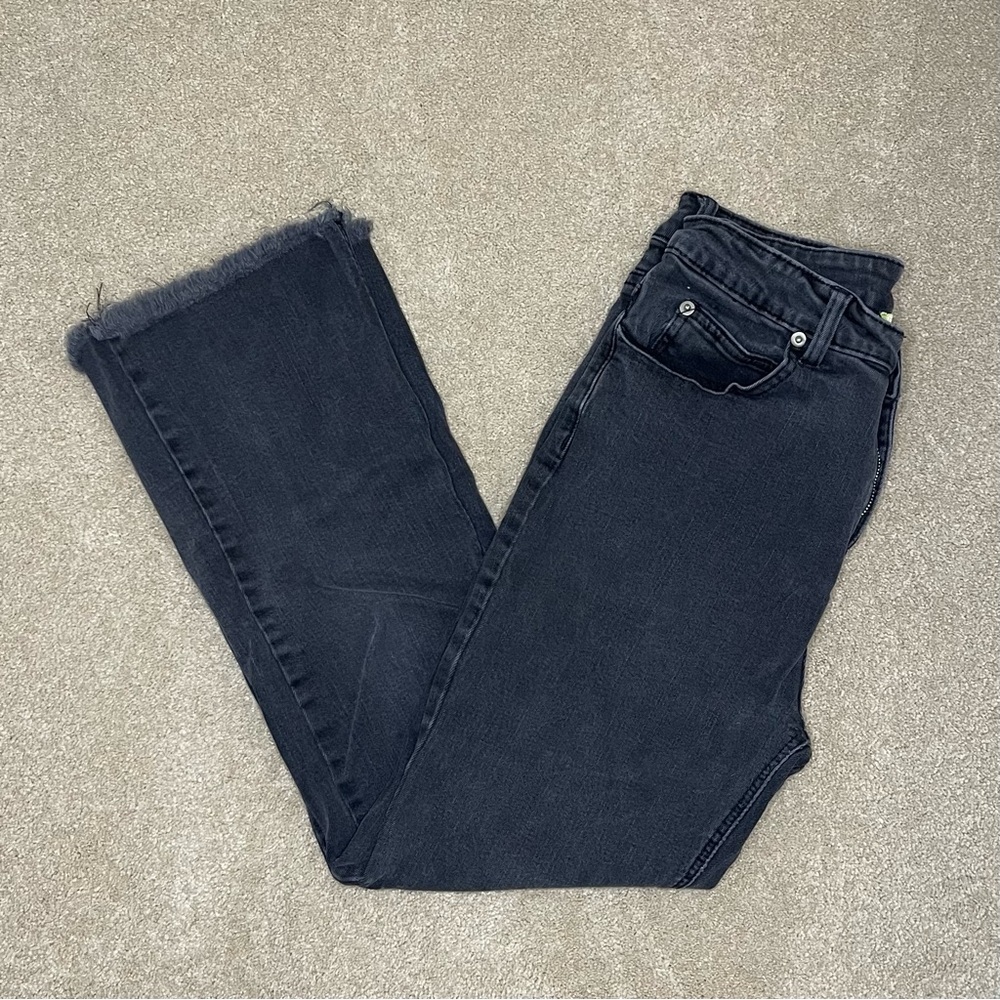 Gianni Bini Cropped Raw Hem Black Denim Jeans - Picture 1 of 4